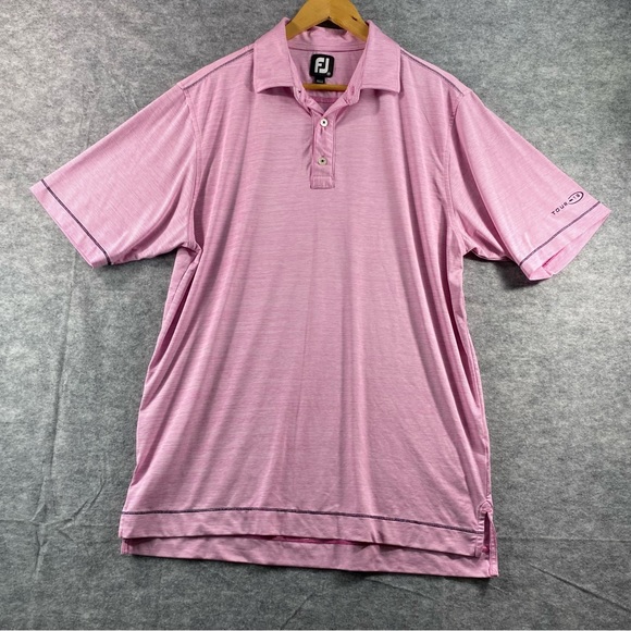 FootJoy Mens Pink/Pink Striped Short Sleeve Tour Performance‎ Polo Size M - Picture 1 of 12